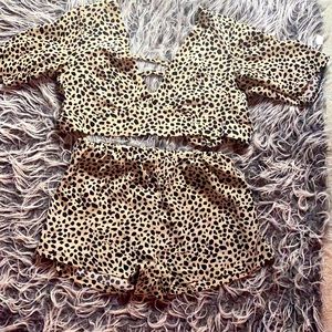 SHEIN Animal Print Shorts and Crop Top Set